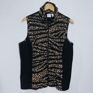 Chico's Weekend Animal Print Full Zip‎ Vest Black/Brown Size Medium Chico's 1
